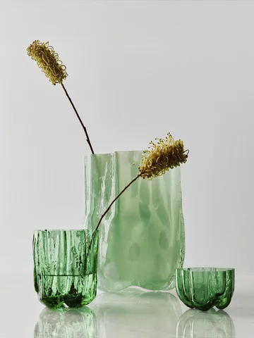 Crackle ljuslykta 5,8 cm - Mörkgrön - Kosta Boda