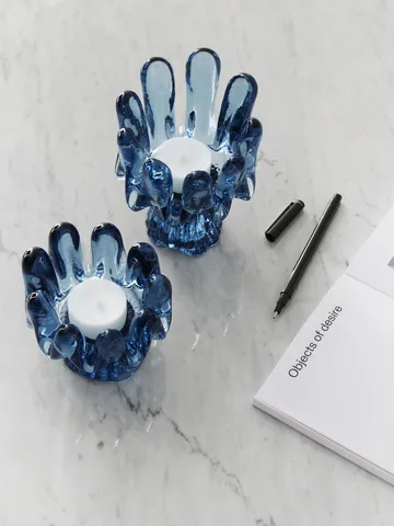Solros ljuslykta cirkulärt glas 11,5 cm - Blå - Kosta Boda