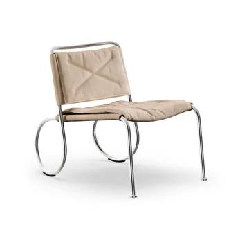 Corso easy chair stol - Linneväv natur-krom - Lammhults