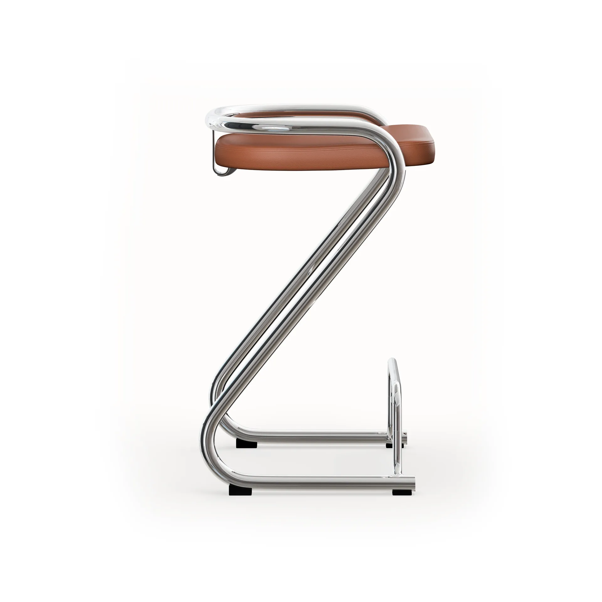 S70-3 barpall, Elmo Nordic läder Cognac-kromstativ Lammhults
