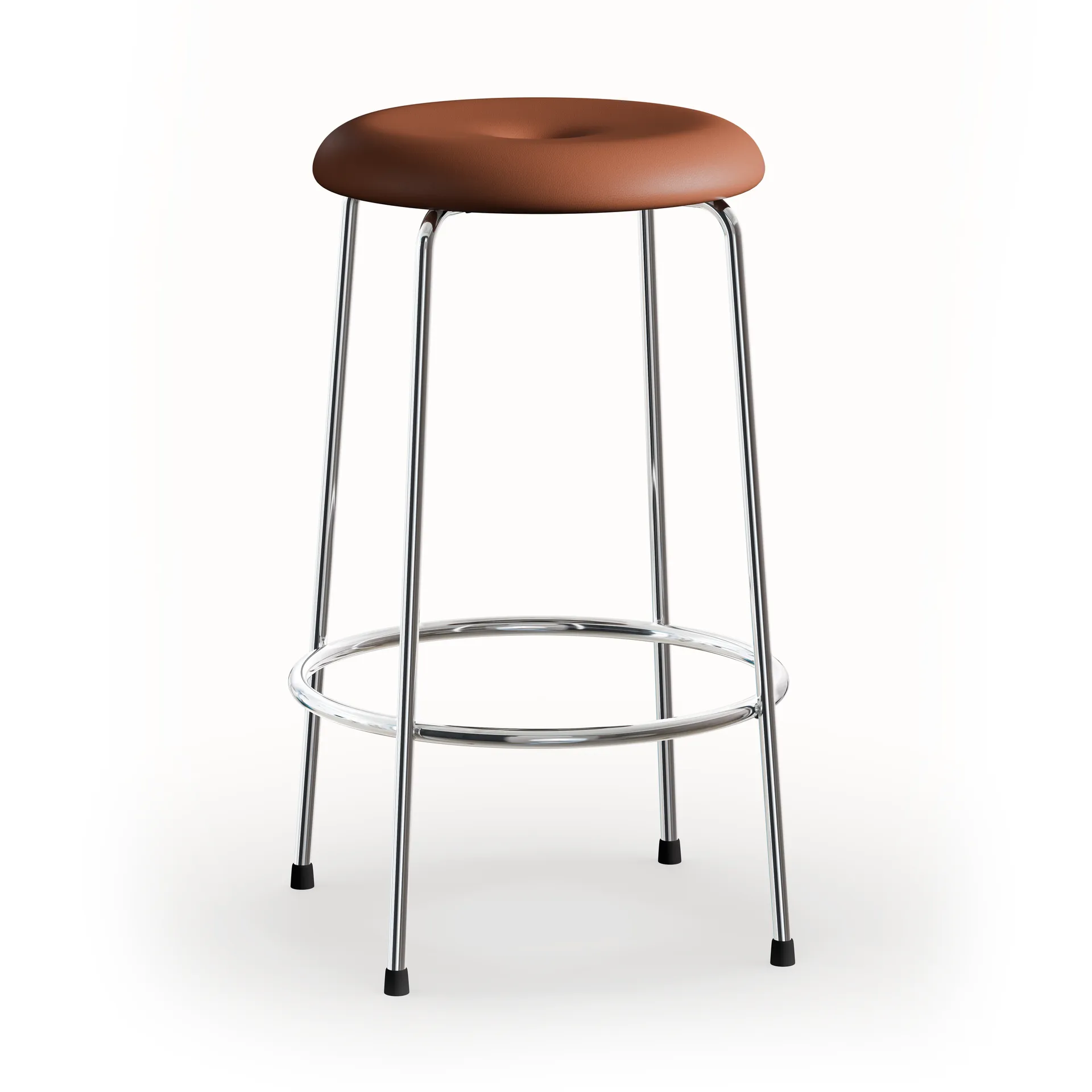Taburett barpall, Cognac läder-kromat stativ, 63 cm Lammhults