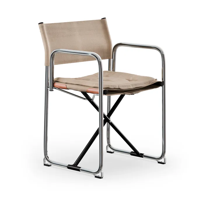 X75-2 karmstol - Linneväv natur-kromade ben - Lammhults