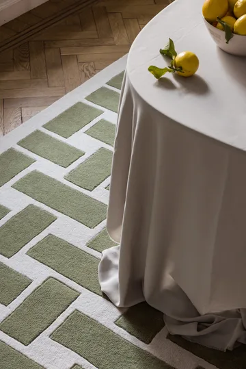 60S Geo Basket Weave ullmatta - Olive, 180x270 cm - Layered