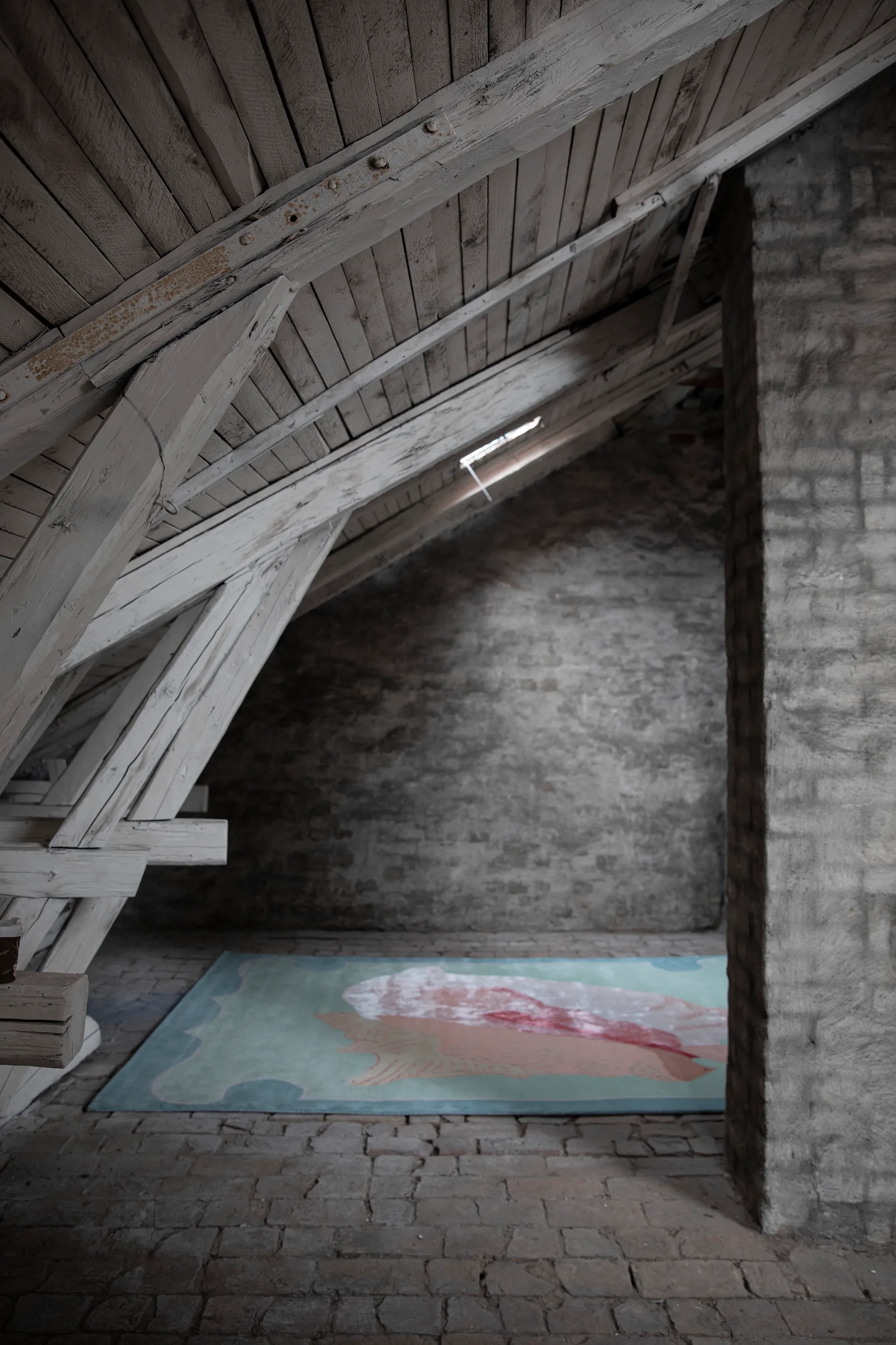 Shell mönstrad ullmatta, Blue, pink, 180x270 cm Layered