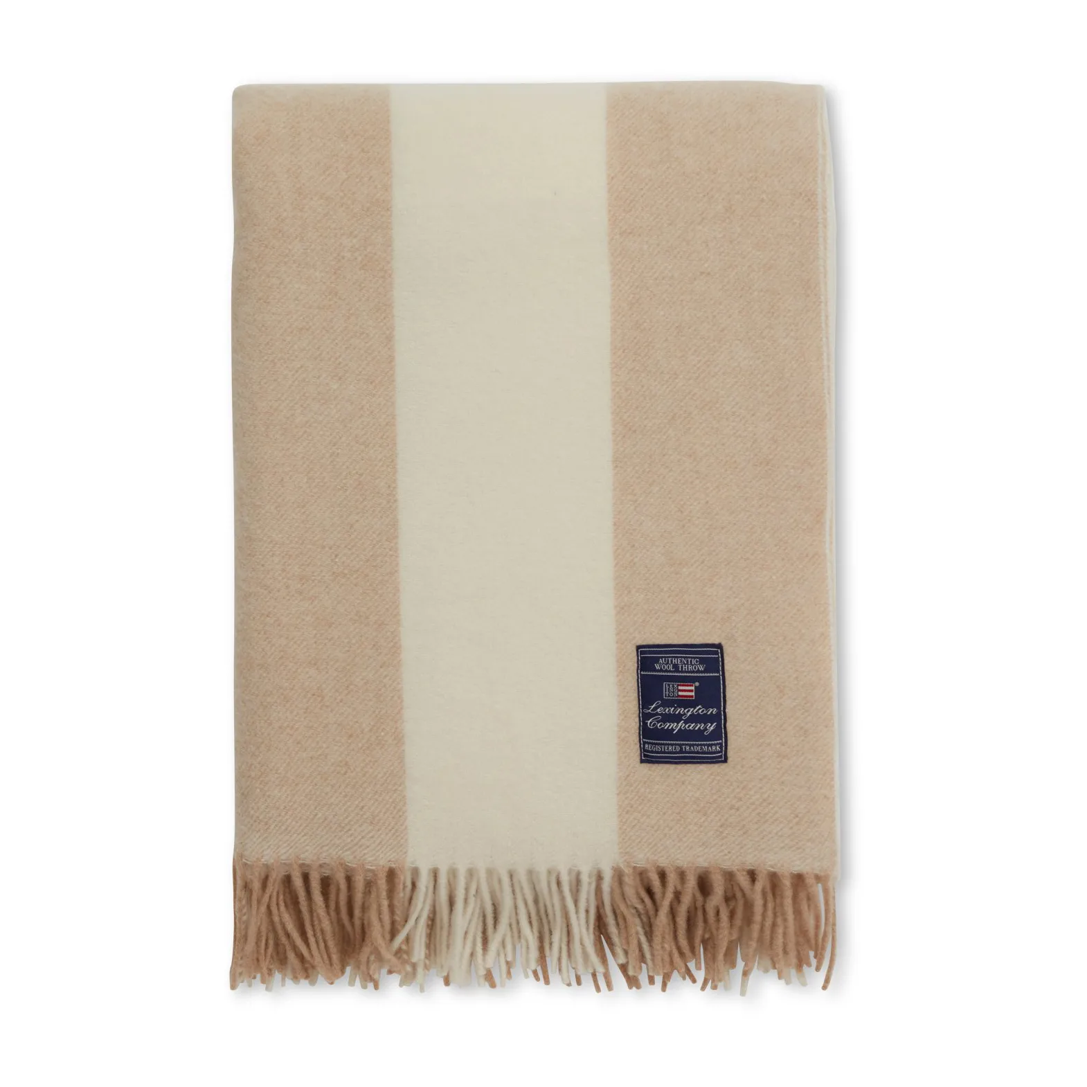 Block Striped Recycled Wool pläd 130x170 cm, Oat-White Lexington