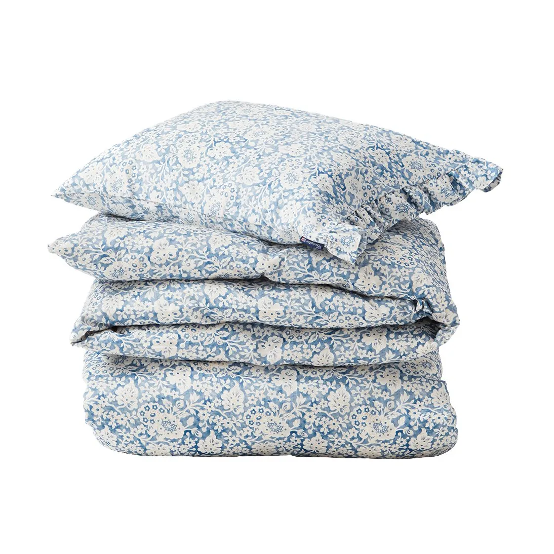 Blue Floral Printed Cotton Sateen bäddset, 50x60 cm, 150x210 cm Lexington