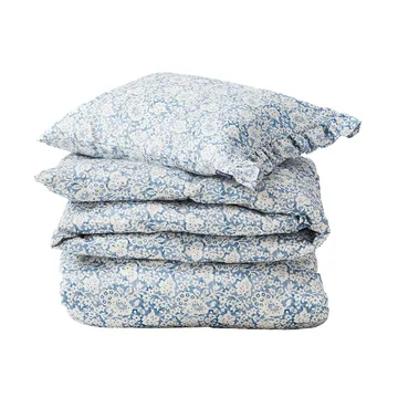 Blue Floral Printed Cotton Sateen bäddset - 50x60 cm, 150x210 cm - Lexington