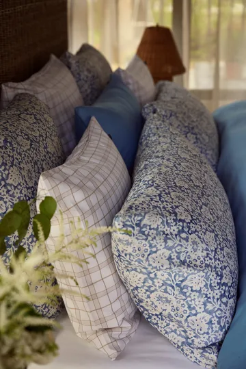 Blue Floral Printed Cotton Sateen bäddset - 50x60 cm, 150x210 cm - Lexington