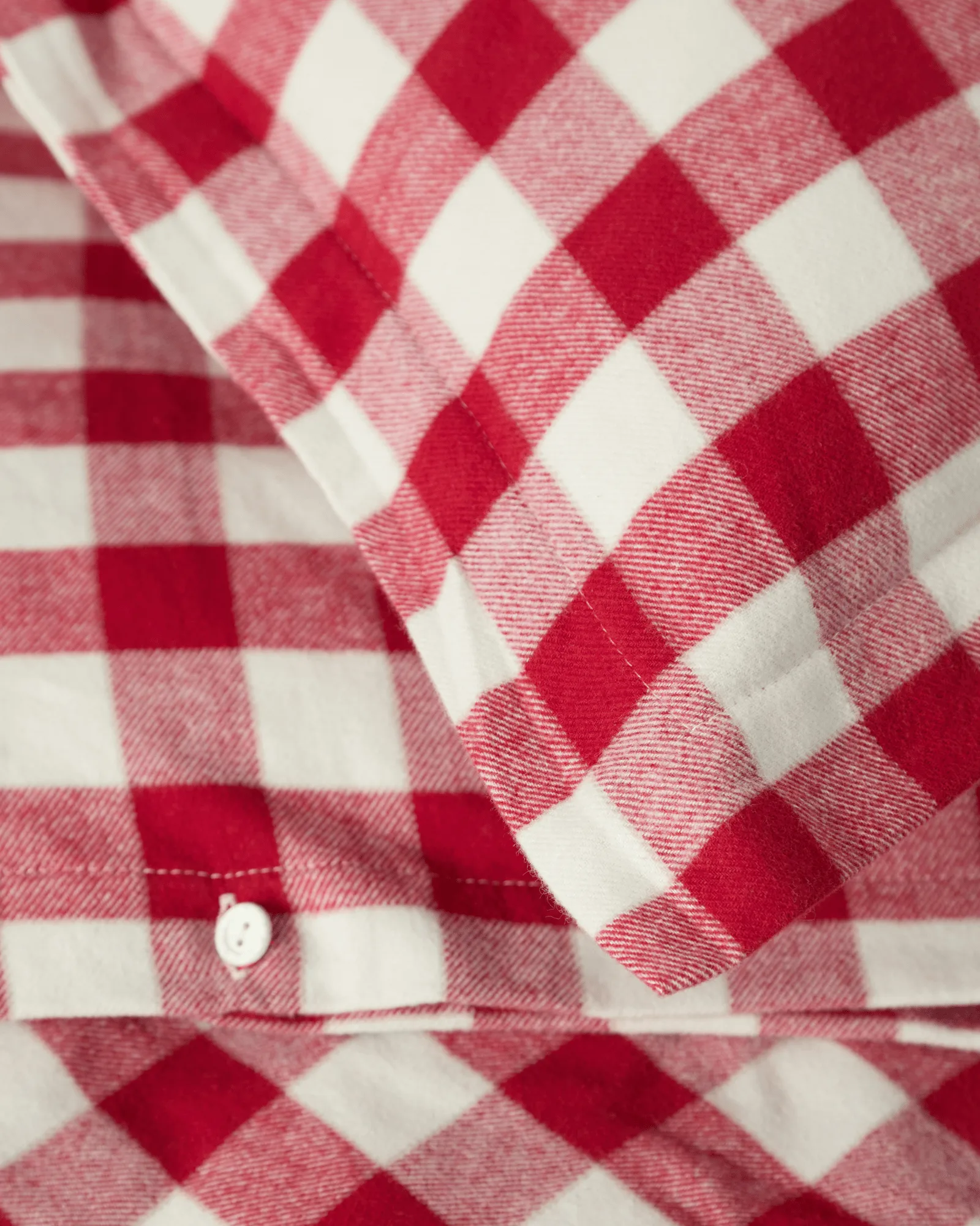 Checked cotton flannel bäddset, Red-light beige, 2 st 50x60 cm/220x220 cm Lexington