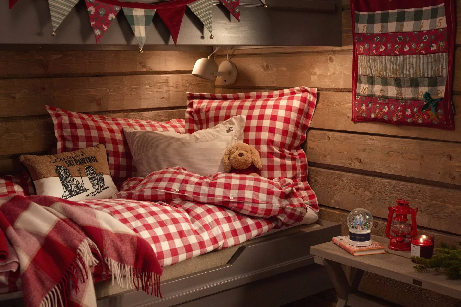 Checked Cotton Flannel örngott 50x60 cm, Red-light beige Lexington