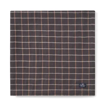 Checked Cotton Linen bordsduk 150x250 cm - Dark gray-beige - Lexington