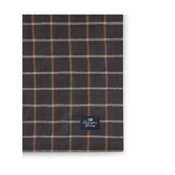 Checked Cotton Linen bordsduk 150x250 cm - Dark gray-beige - Lexington