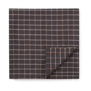 Checked Cotton Linen bordsduk 150x250 cm - Dark gray-beige - Lexington