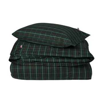 Checked cotton percale bäddset - Green-navy, 2 st 50x60 cm/1 st 220x220 cm - Lexington