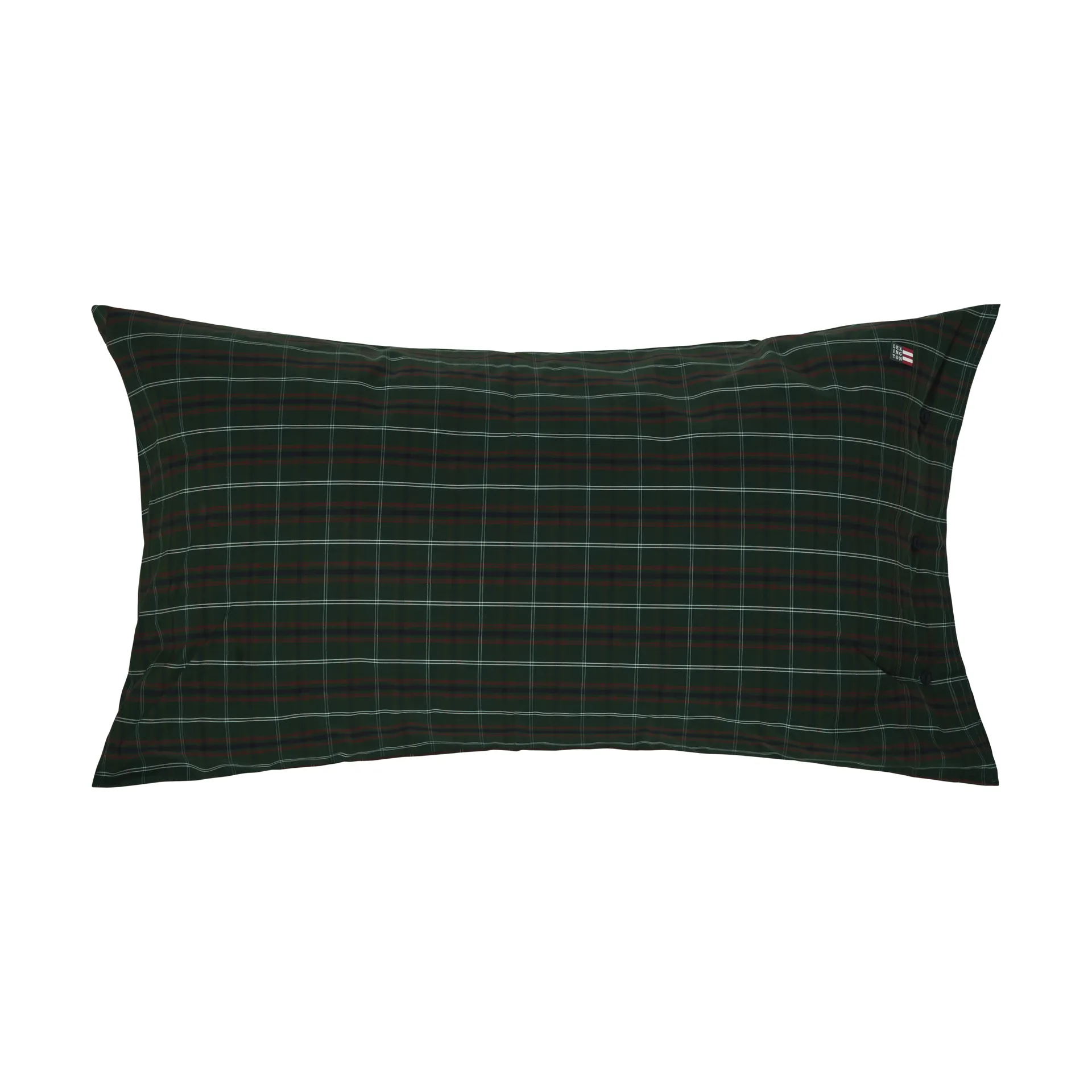 Checked cotton percale örngott, Green-navy, 50x90 cm Lexington