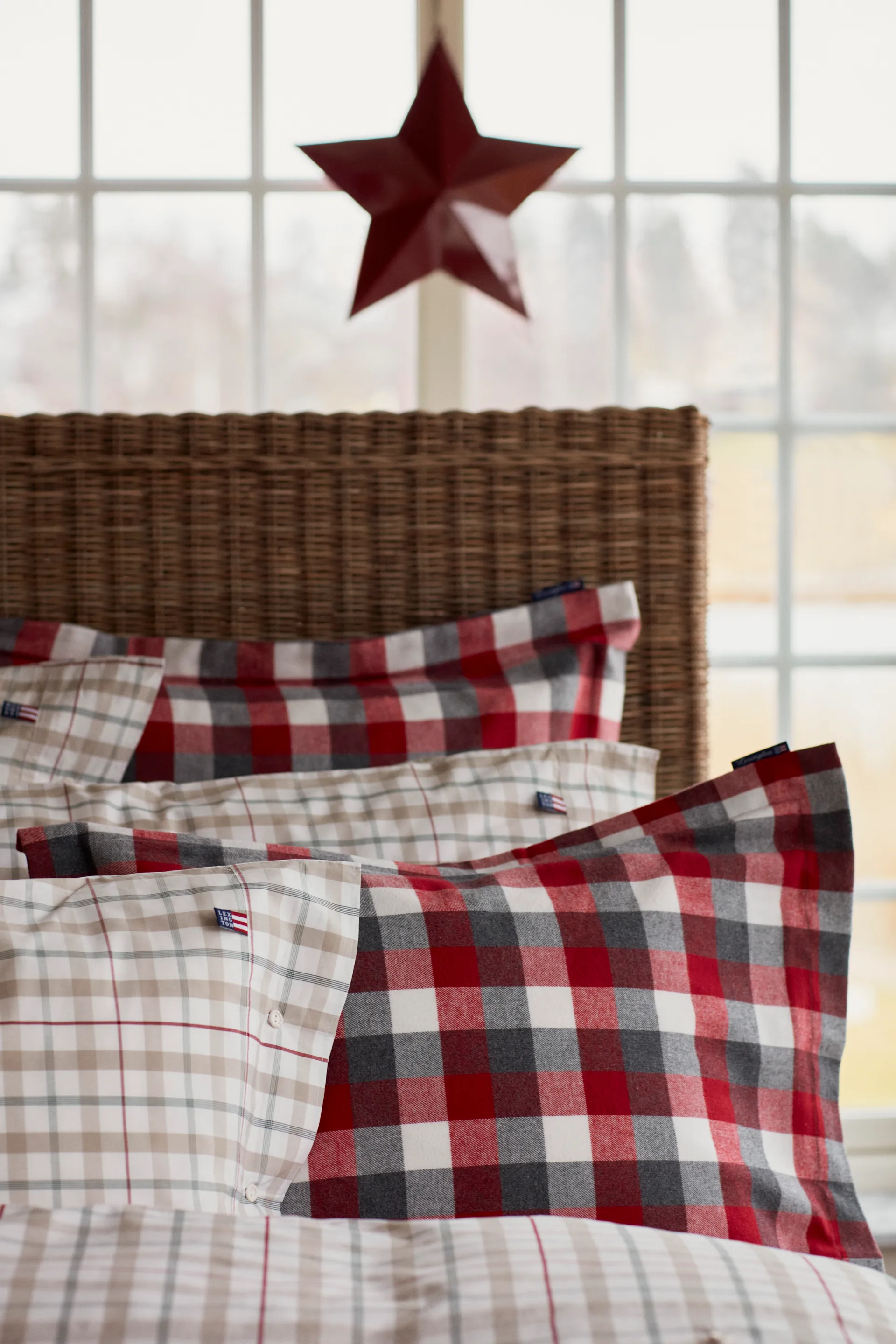 Checked Flannel örngott 50x60 cm, Red-dark grey Lexington