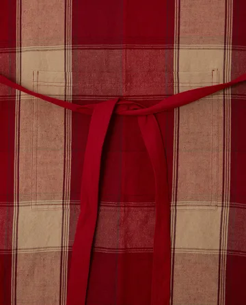 Checked linen-cotton förkläde 80x105 cm - Röd-beige - Lexington