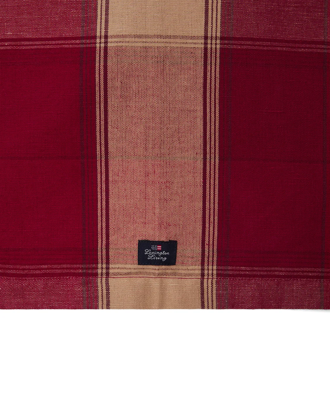 Checked linen-cotton löpare 50x350 cm, Röd-beige Lexington