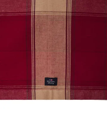 Checked linen-cotton löpare 50x350 cm - Röd-beige - Lexington