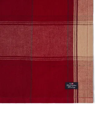 Checked linen-cotton servett 50x50 cm - Röd-beige - Lexington