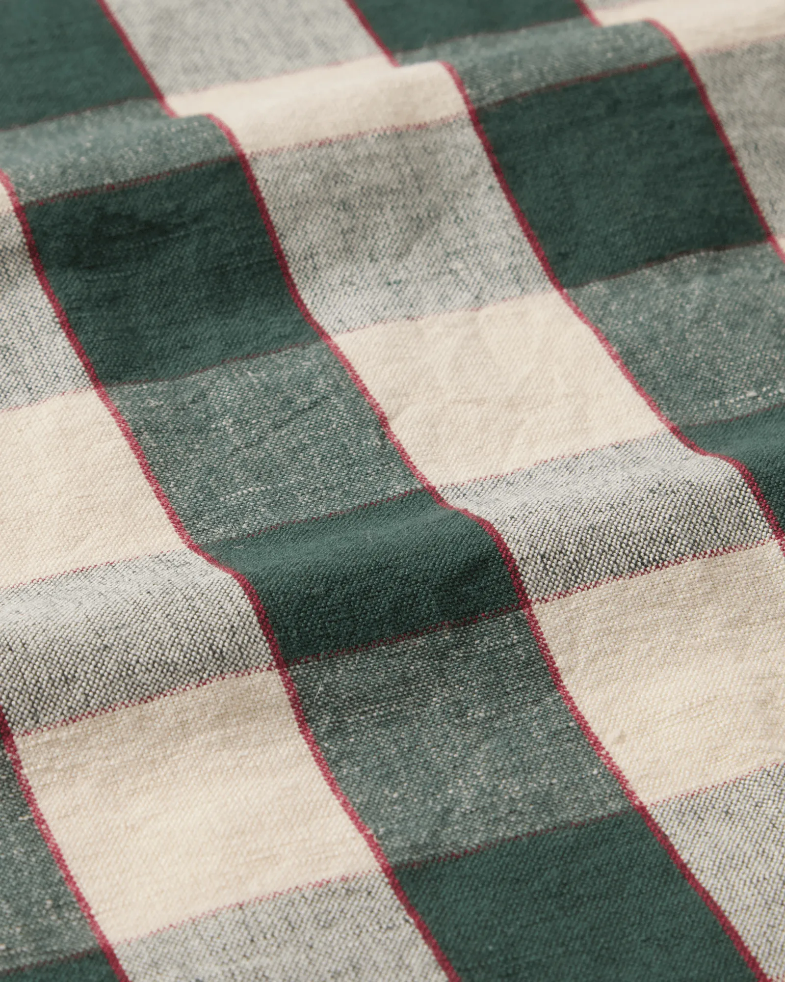 Checked linne/bomull kökshandduk 50x70 cm, Green-light beige-red Lexington