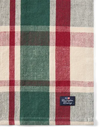 Checked linne/bomulls servett 50x50 cm - Green-red-beige - Lexington