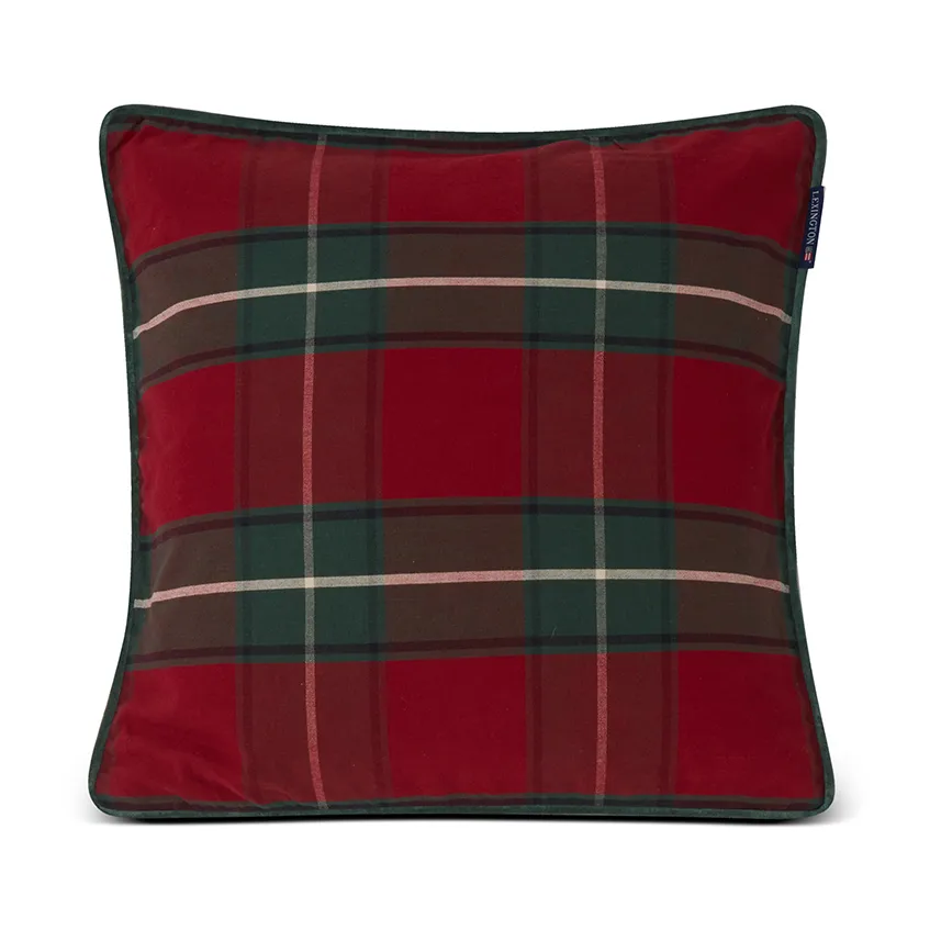 Checked Organic Cotton Canvas kuddfodral 50x50 cm, Red-green Lexington