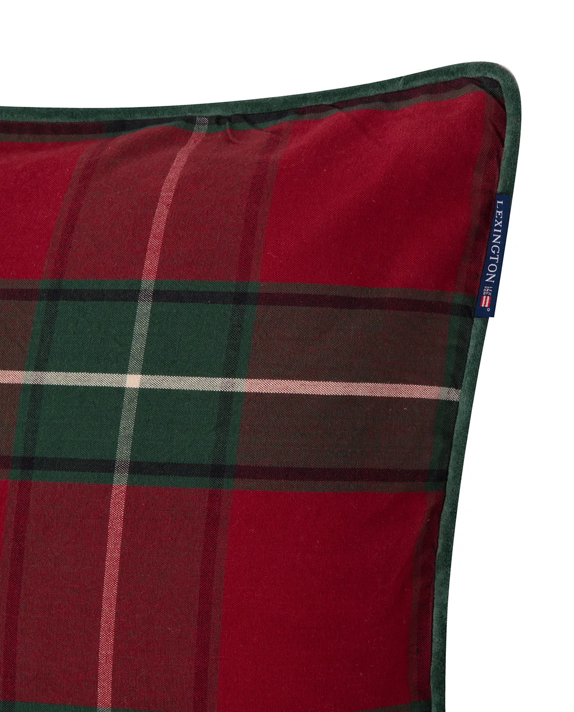 Checked Organic Cotton Canvas kuddfodral 50x50 cm, Red-green Lexington