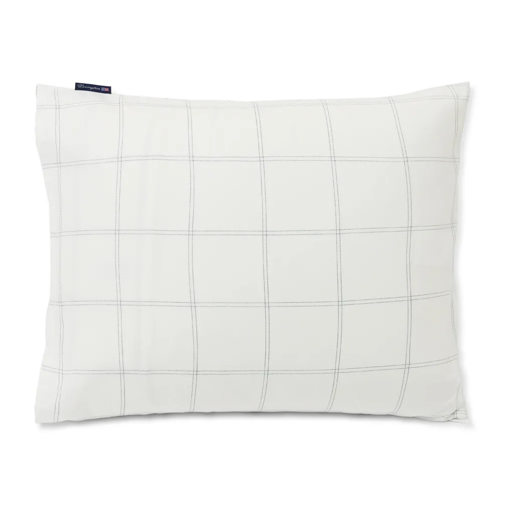Checked örngott bomull-lyocell 50x60 cm, Off white-dark blue Lexington