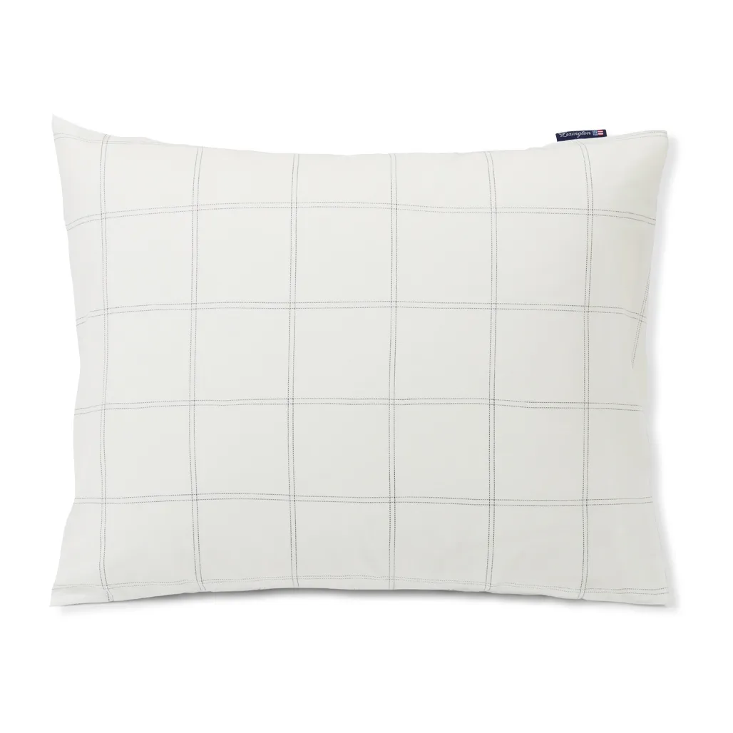 Checked örngott bomull-lyocell 50x90 cm, Off white-dark blue Lexington