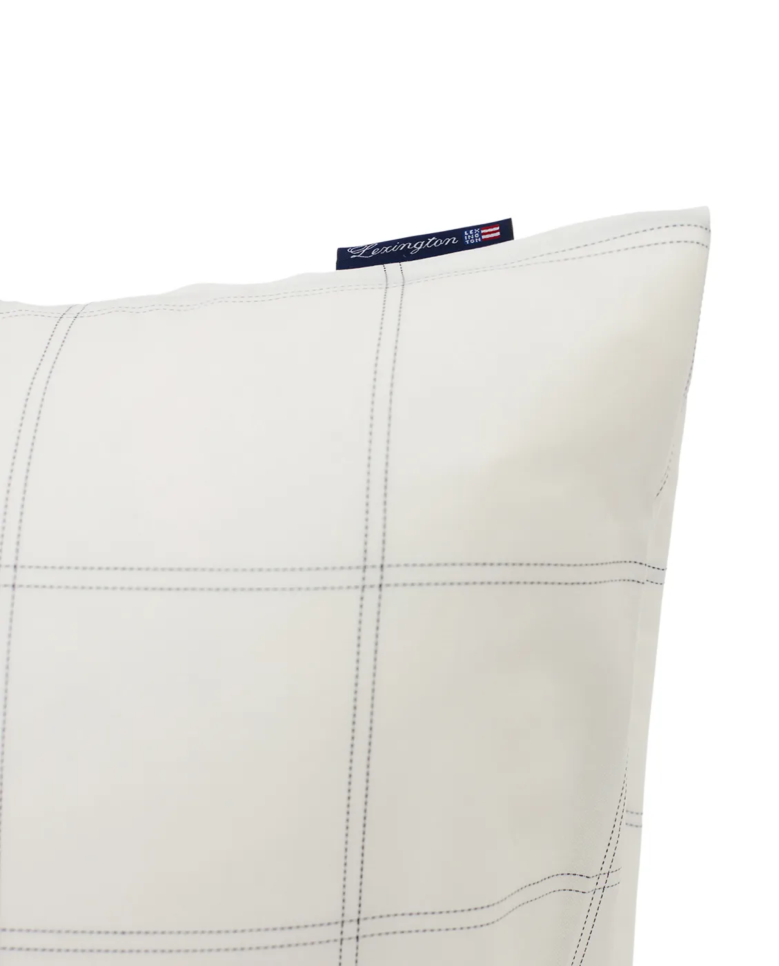 Checked örngott bomull-lyocell 50x90 cm, Off white-dark blue Lexington