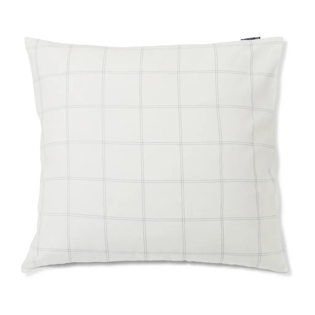 Checked örngott bomull-lyocell 65x65 cm, Off white-dark blue Lexington
