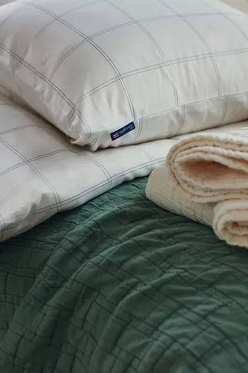 Checked påslakan bomull-lyocell 150x210 cm - Off white-dark blue - Lexington