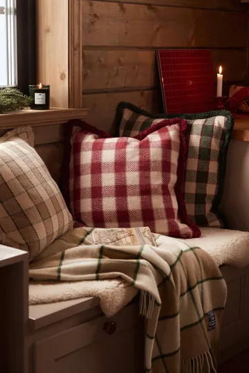 Checked Recycled Wool pläd 130x170 cm - Beige-Light beige-green - Lexington