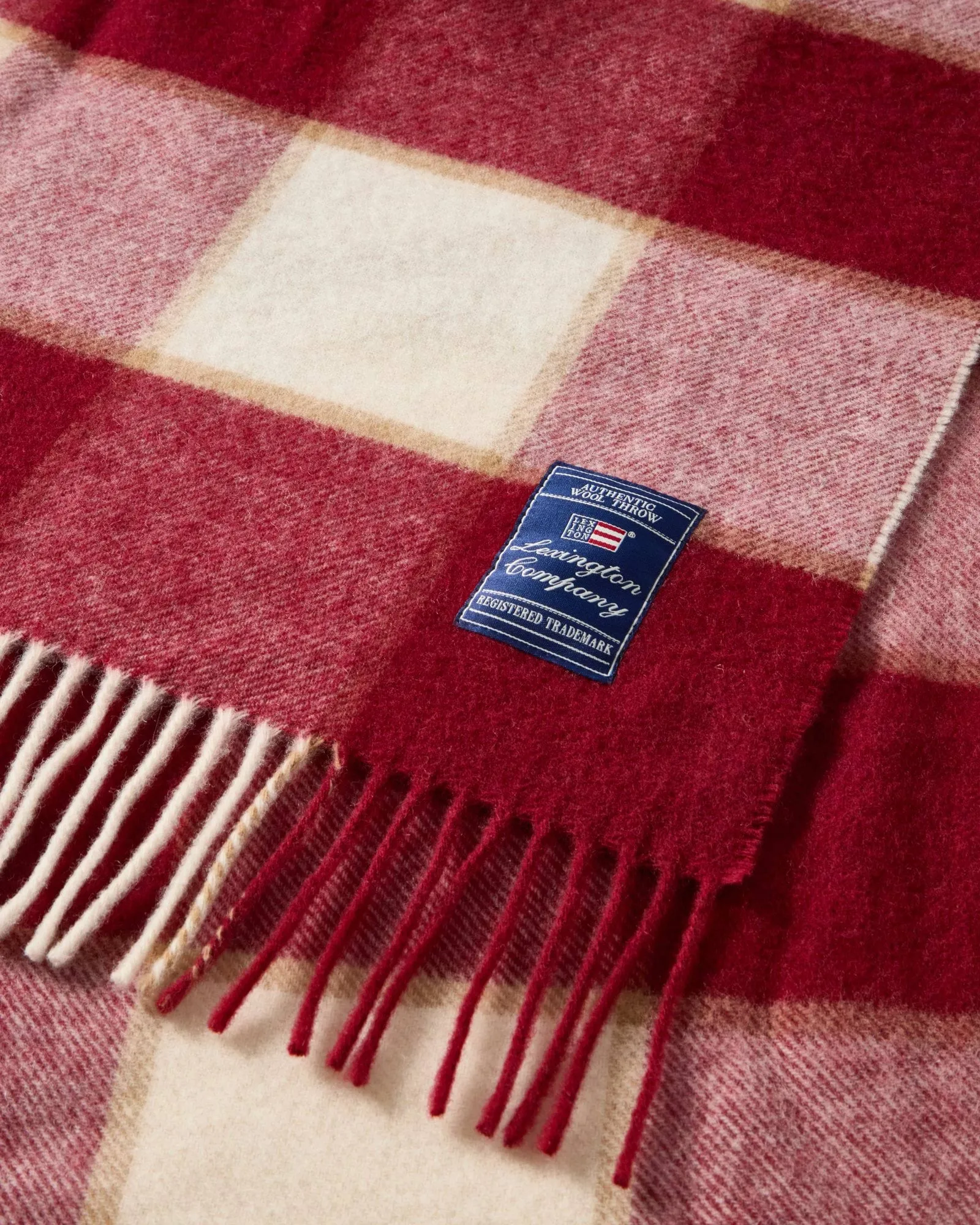 Checked Recycled Wool pläd 130x170 cm, Red-Light beige-beige Lexington