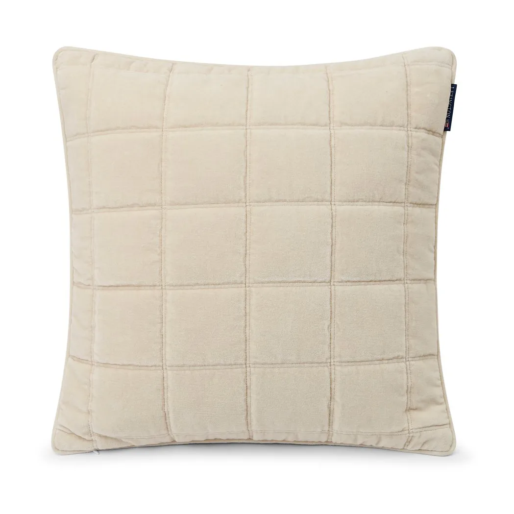 Cotton Velvet quilted kuddfodral 50x50 cm, Light beige Lexington