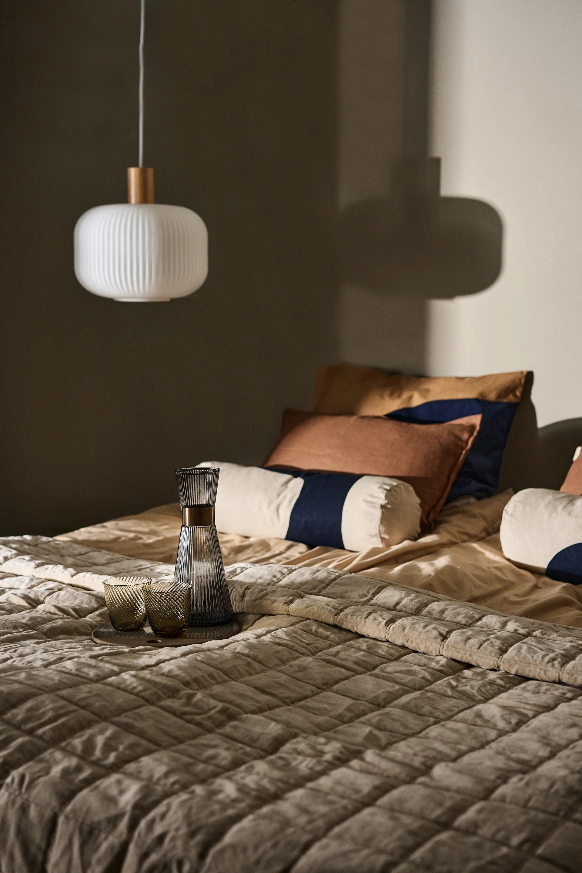 Cotton Velvet quilted överkast 240x260 cm, Light beige Lexington