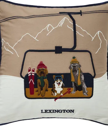 Dog lift eko. bomull twill kuddfodral 50x50 cm - Beige-white - Lexington