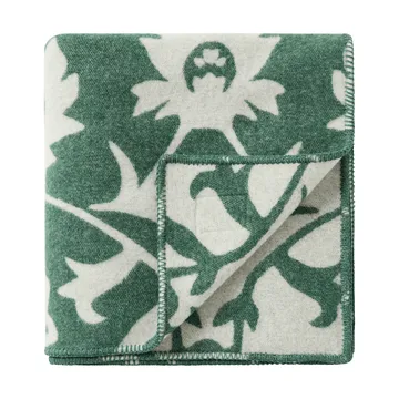 Flower jacquardvävd ullfilt - Green-Light beige - Lexington