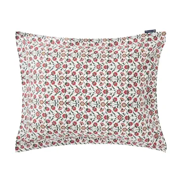 Flower printed cotton sateen örngott 50x60 cm - White-red-green-beige - Lexington