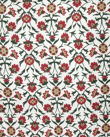 Flower printed cotton sateen örngott 50x60 cm - White-red-green-beige - Lexington