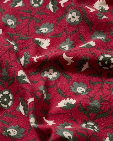 Flower printed ekologisk bomull bordsduk - Red-beige-green, 150x250 cm - Lexington