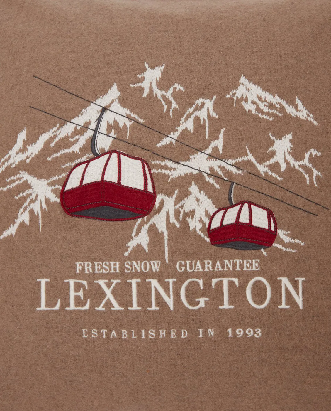 Fresh Snow Ski Lift Wool Mix kuddfodral 50x50 cm, Beige-white-red Lexington