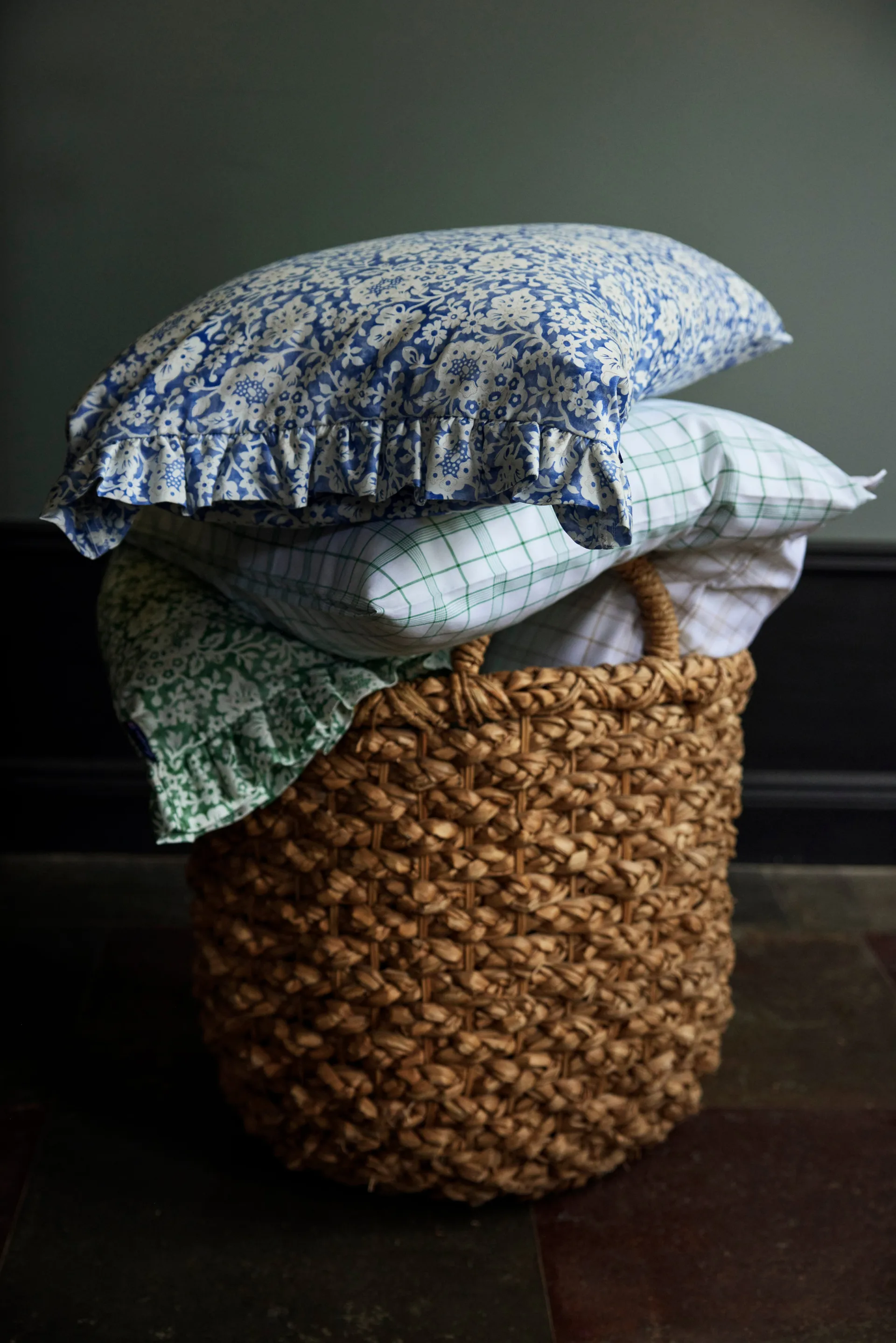 Green Floral Printed Cotton Sateen bäddset, 50x60 cm, 150x210 cm Lexington