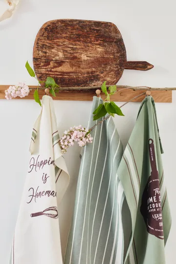 Hapiness Organic Cotton kökshandduk 50x70 cm - White-green - Lexington
