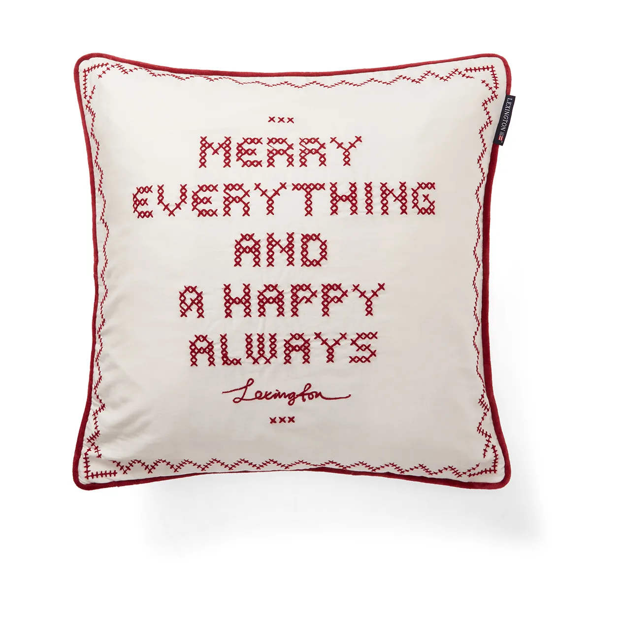 Happy always kuddfodral 50x50 cm, Vit-röd Lexington
