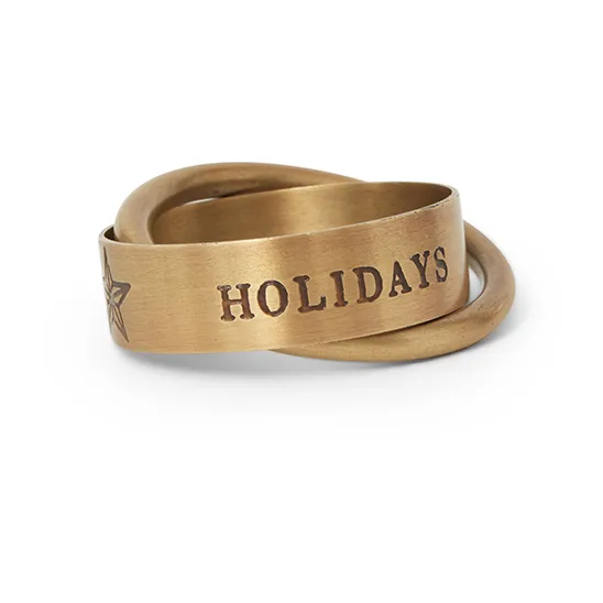 Happy Holidays Brass servettring Ø4 cm, Gold Lexington