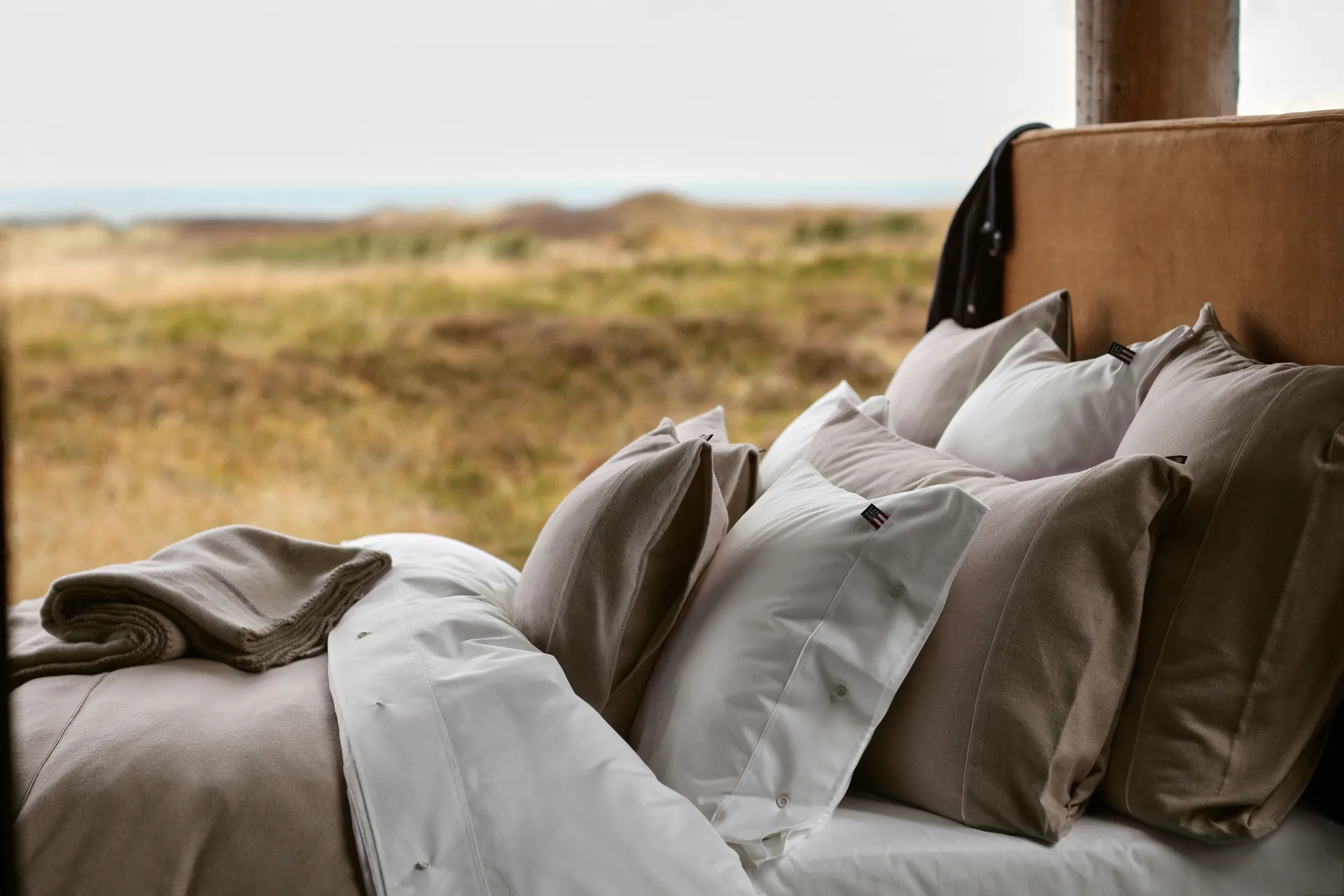 Herringbone Flanell örngott 50x60 cm, Beige-off white Lexington