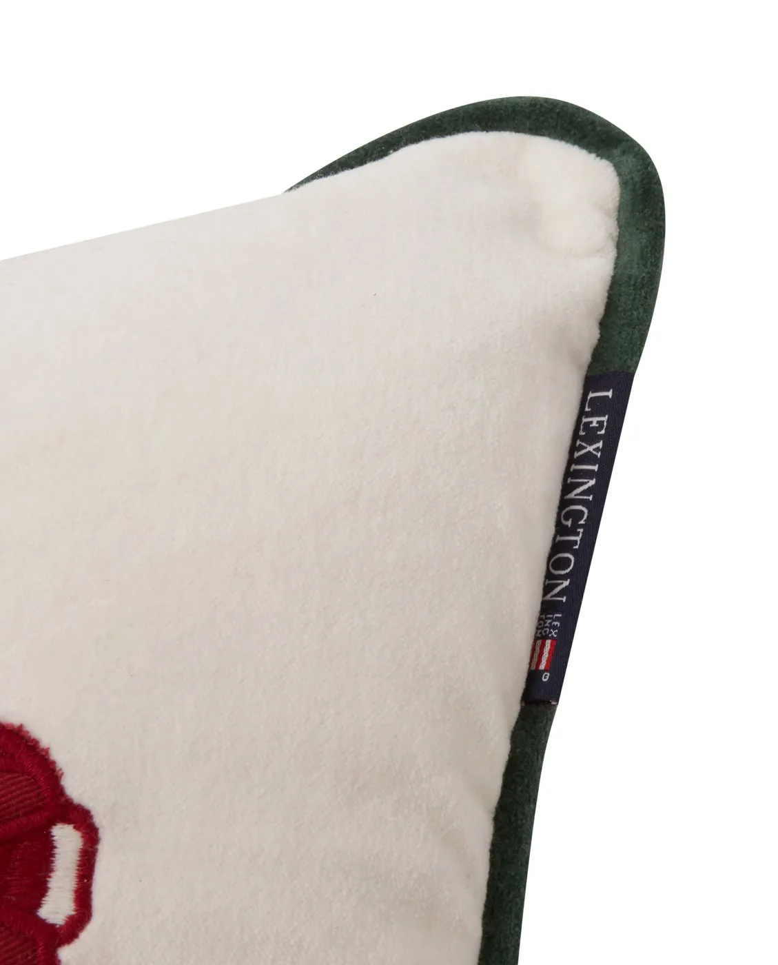 Holiday Car Organic Cotton Velvet kudde 30x40 cm, White-red multi Lexington