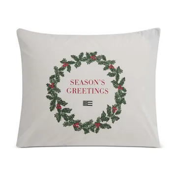 Holiday Printed Organic Cotton örngott 50x60 cm - White-green-red - Lexington